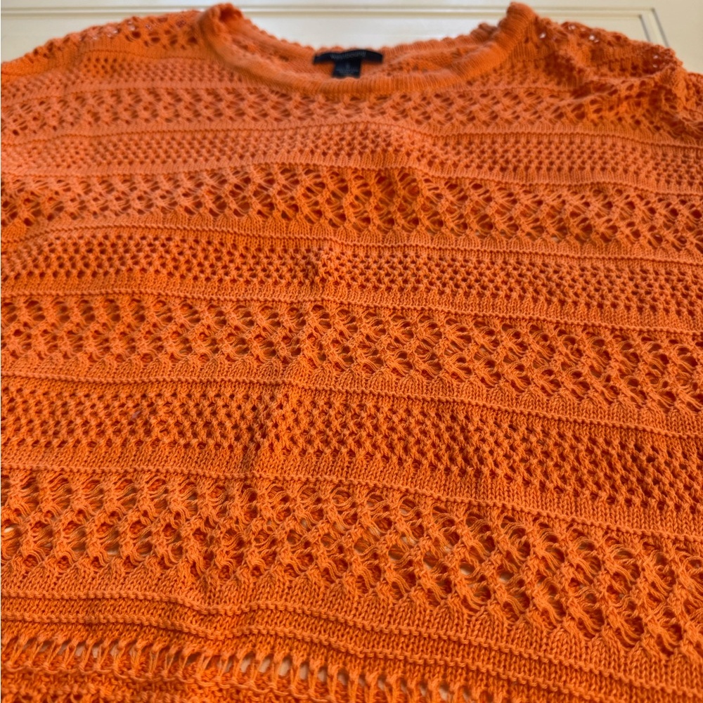 Westbound Orange Crochet Sleeveless Knit Sweater Boho Size Small - Picture 2 of 5